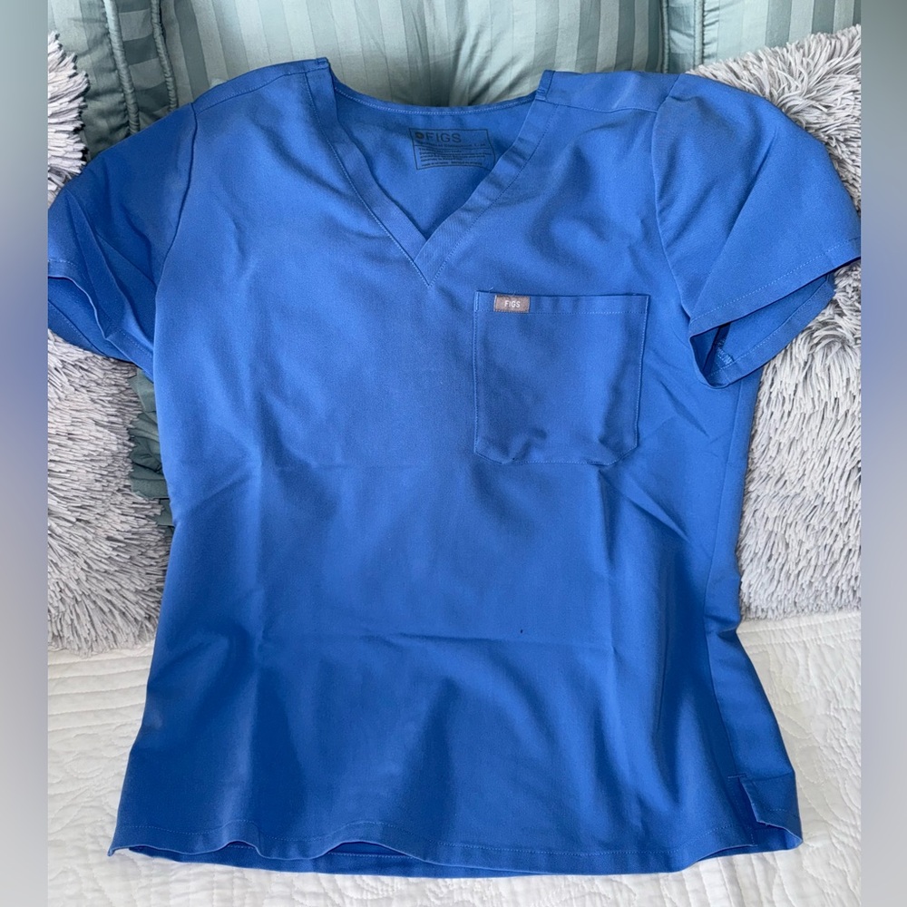 Ceil blue V-Neck one pocket Scrub Top